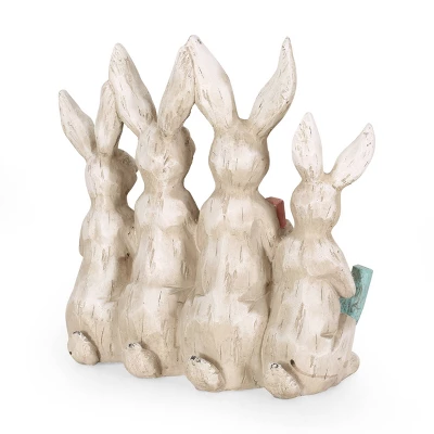 19.75" Concrete Broadus Outdoor Rabbit Family Garden Statue - Christopher Knight Home 4 19.75" Concrete Broadus Outdoor Rabbit Family Garden Statue - Christopher Knight Home - Image 2