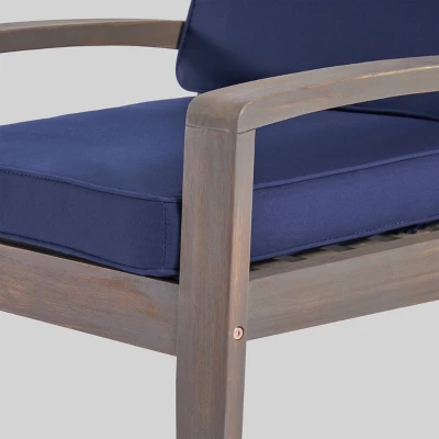 2pk Grenada Club Patio Chairs With Sunbrella Cushions Blue/Gray - Christopher Knight Home 5 2pk Grenada Club Patio Chairs With Sunbrella Cushions Blue/Gray - Christopher Knight Home - Image 3