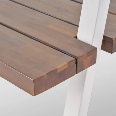 Huckleberry Rectangle Acacia Wood Patio Dining Table With Iron Plant Hanger Dark Brown/White - Christopher Knight Home 5 Huckleberry Rectangle Acacia Wood Patio Dining Table With Iron Plant Hanger Dark Brown/White - Christopher Knight Home - Image 3