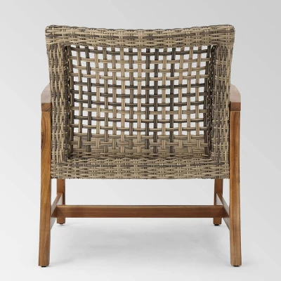 Hampton 4pk Wicker Mid-Century Club Chairs - Natural/Gray - Christopher Knight Home 8 Hampton 4pk Wicker Mid-Century Club Chairs - Natural/Gray - Christopher Knight Home - Image 6