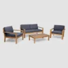 Santa Ana 4pc Acacia Wood Chat Set - Teak/Dark Gray - Christopher Knight Home -Outdoor Furniture Store GUEST b1ca7ea0 1d38 4e83 ac33 5fd425c80305