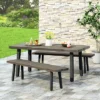Pointe 3pc Outdoor Modern Industrial Aluminum Dining Set With Benches Gray/Matte Black - Christopher Knight Home -Outdoor Furniture Store GUEST b2078e62 c71b 44ed a13b 2e3d198e7f63