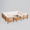 Oana 9pc Acacia Wood U-Shaped Sectional Sofa Set Teak/Beige - Christopher Knight Home -Outdoor Furniture Store GUEST b38dff2b 9ad7 40a8 beeb a5103be02a4d