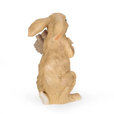28.25" Concrete Silverbow Outdoor Rabbit Garden Statue - White And Brown - Christopher Knight Home 5 28.25" Concrete Silverbow Outdoor Rabbit Garden Statue - White And Brown - Christopher Knight Home - Image 3