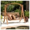 Tulip Larch Wood Patio Swinging Loveseat - Natural - Christopher Knight Home -Outdoor Furniture Store GUEST b87e2de2 fcbf 4b89 96fc d89fc6a9099c