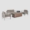 Cape Coral 4pc Metal Conversation And Gas Fire Table Set - Khaki/Brown/Black - Christopher Knight Home -Outdoor Furniture Store GUEST bc259b69 2a88 4fd8 b718 234eeeb1f539