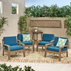 Grenada 4pk Wooden Patio Club Chairs With Cushions - Gray/Teal - Christopher Knight Home 11 Grenada 4pk Wooden Patio Club Chairs With Cushions - Gray/Teal - Christopher Knight Home -Outdoor Furniture Store GUEST bf00d81c ae94 4858 af81 0730942379e6