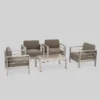 Cape Coral 5pc Aluminum Seating Set With 4 Arm Chairs & Coffee Table - Khaki - Christopher Knight Home -Outdoor Furniture Store GUEST c142b8c4 1290 42f1 83ae 581d757fd0ff