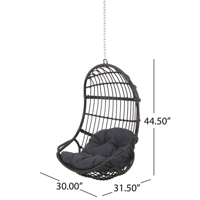 Richards Outdoor/Indoor Wicker Hanging Chair With 8 Foot Chain (No Stand) - Gray/Dark Gray - Christopher Knight Home 3 Richards Outdoor/Indoor Wicker Hanging Chair With 8 Foot Chain (No Stand) - Gray/Dark Gray - Christopher Knight Home