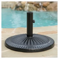 Syros Round Resin And Steel Umbrella Base - Black - Christopher Knight Home -Outdoor Furniture Store GUEST c354188b cca1 4bae bdb9 fbc294f50de1