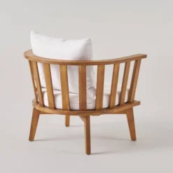 Solano Acacia Wood Club Chair Teak/ White - Christopher Knight Home -Outdoor Furniture Store GUEST c40157d0 7ccb 443e b901 2893040659c8