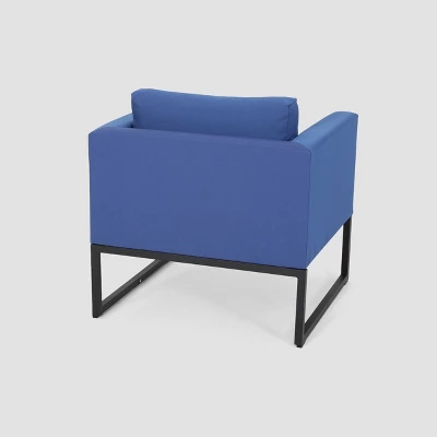 Walden 2PK Aluminum Upholstered Club Chair Navy Blue - Christopher Knight Home 5 Walden 2PK Aluminum Upholstered Club Chair Navy Blue - Christopher Knight Home - Image 3