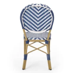 Picardy 3pc Outdoor Aluminum French Bistro Set - Navy/White/Bamboo - Christopher Knight Home -Outdoor Furniture Store GUEST c5fde68b dbda 4c72 a4fd 52a79cb36828