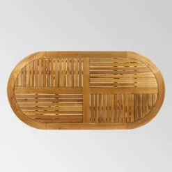 Hermosa 7pc Acacia Wood Oval Dining Set - Teak/Cream - Christopher Knight Home -Outdoor Furniture Store GUEST c6a00f0d cb05 40f7 9811 cdd08428ea87