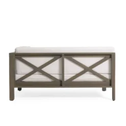 2pc Brava Outdoor Acacia Wood Right Arm Loveseat & Coffee Table With Cushion Gray/White - Christopher Knight Home -Outdoor Furniture Store GUEST c6dc9ea1 18f5 4b36 97d5 ca3830e02481