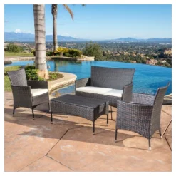 Malta Outdoor 4pc Wicker Chat Set With Cushions - Christopher Knight Home -Outdoor Furniture Store GUEST c791aacd 0df1 4a1c b69c 1964c77623b1