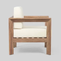 Genser 2pk Acacia Wood Club Chairs Brown/Beige - Christopher Knight Home -Outdoor Furniture Store GUEST c7a59949 b730 4ade bf3b 0f64c0662baf