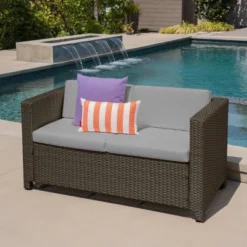 Puerta Wicker Loveseat - Brown/Gray - Christopher Knight Home -Outdoor Furniture Store GUEST c8ec212e a6e0 4823 b407 48e1a90f22da