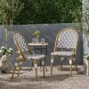 Louna 2pk Outdoor French Bistro Chairs With Bamboo Finish - Gray/White - Christopher Knight Home -Outdoor Furniture Store GUEST ca1e28c7 0c2d 439f b572 8f84a16db053