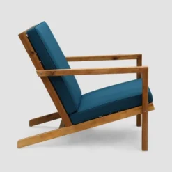 Leah 3pc Acacia Wood Chat Set - Brown/Dark Teal - Christopher Knight Home -Outdoor Furniture Store GUEST caed449d acc8 46b7 a738 c7df22d59552