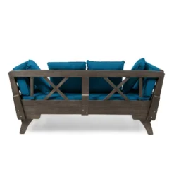 Ottavio Outdoor Acacia Wood Expandable Daybed With Cushions - Dark Teal/Gray - Christopher Knight Home -Outdoor Furniture Store GUEST cb94bace 5b73 4263 9f82 e5df208c4ccd