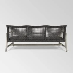 Hampton Wood & Wicker Sofa - Light Gray/Black - Christopher Knight Home -Outdoor Furniture Store GUEST cc32f479 ae3f 4acb 84ac 325b85697a8f