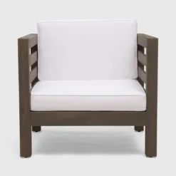 Oana Acacia Wood Club Chair - Gray/White - Christopher Knight Home -Outdoor Furniture Store GUEST ccc603a2 05c7 463c a664 747bfdc1b61d