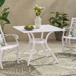 Phoenix Square Cast Aluminum Dining Table - White - Christopher Knight Home -Outdoor Furniture Store GUEST cd47ed74 3f83 498e 89d3 5e5019843cdc