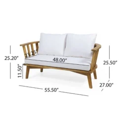 Solano 4pc Outdoor Wooden Chat Set With Rectangular Coffee Table - White/Teak - Christopher Knight Home -Outdoor Furniture Store GUEST cdb6e396 cde8 4b25 8fff 274e3b27ac68