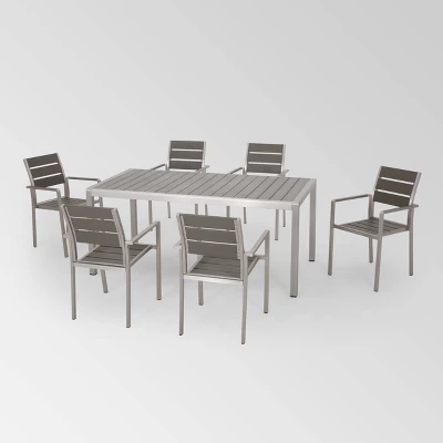Cape Coral 7pc Aluminum Modern Dining Set Silver/Gray - Christopher Knight Home 3 Cape Coral 7pc Aluminum Modern Dining Set Silver/Gray - Christopher Knight Home