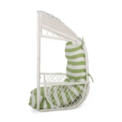 Greystone Indoor/Outdoor Hanging Chair With 8' Chain - White/Green - Christopher Knight Home -Outdoor Furniture Store GUEST cfbf4d9e db91 4eed 8e40 4630b4316ab3
