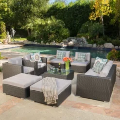 Santa Rosa 9pc All-Weather Wicker Patio Chat Set - Christopher Knight Home -Outdoor Furniture Store GUEST cfdeefff 1e84 41b1 b255 a41c057b49aa