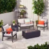 Kalo 5pc Wicker Chat Set With Fire Table - Gray/Light Gray/Dark Gray - Christopher Knight Home -Outdoor Furniture Store GUEST d0ee3e4c 5693 457b 9c64 a8ffe42dd392