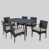 Carter 7pc Wicker Patio Dining Set - Brown/Creme- Christopher Knight Home