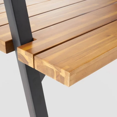 Huckleberry 7pc Acacia Wood And Iron Planter Dining Set 6 Huckleberry 7pc Acacia Wood And Iron Planter Dining Set - Image 4