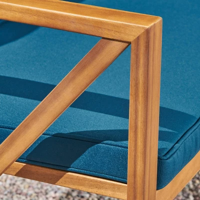 Andora 2pc Acacia Wood Loveseat Set - Brown/Dark Teal - Christopher Knight Home 5 Andora 2pc Acacia Wood Loveseat Set - Brown/Dark Teal - Christopher Knight Home - Image 3