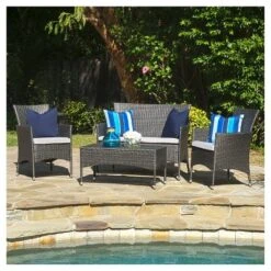 Malta Outdoor 4pc Wicker Chat Set With Cushions - Christopher Knight Home -Outdoor Furniture Store GUEST d78dfa47 622f 4857 88f9 4aa5be1418dd