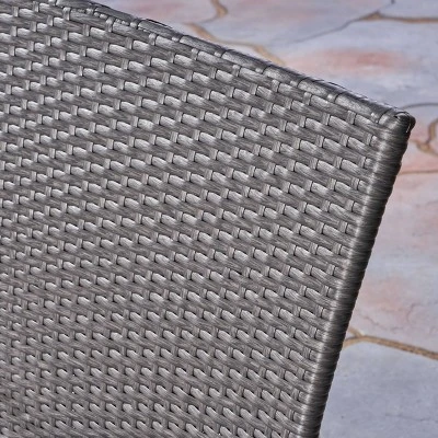 Sanders 3pc Acacia Wood & Wicker Bistro Set - Gray - Christopher Knight Home 7 Sanders 3pc Acacia Wood & Wicker Bistro Set - Gray - Christopher Knight Home - Image 5