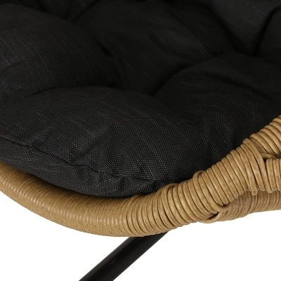 Ripley Outdoor Wicker Hanging Chair With Stand - Light Brown/Dark Gray - Christopher Knight Home 5 Ripley Outdoor Wicker Hanging Chair With Stand - Light Brown/Dark Gray - Christopher Knight Home - Image 3