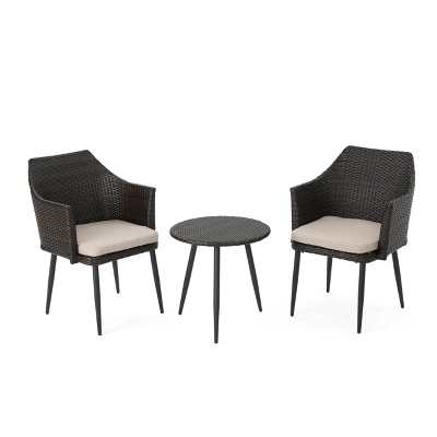 Iona 3pc Wicker Chat Set - Multibrown/Beige - Christopher Knight Home 3 Iona 3pc Wicker Chat Set - Multibrown/Beige - Christopher Knight Home