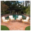 Peyton 4pk Acacia Wood Patio Club Chairs W/ Cushions - Beige - Christopher Knight Home