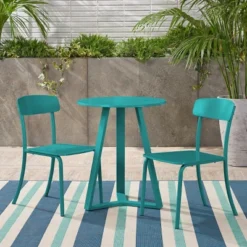 Samos 3pc Iron Bistro Set - Matte Teal - Christopher Knight Home -Outdoor Furniture Store GUEST e2ca294c c095 4f16 b49b d8ee0637cba9