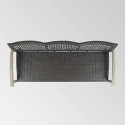 Hampton Wood & Wicker Sofa - Light Gray/Black - Christopher Knight Home -Outdoor Furniture Store GUEST e2e1e6f3 e3f8 4e09 b593 1c2693544caf