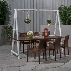 Huckleberry 7pc Acacia Wood And Iron Planter Dining Set 17 Huckleberry 7pc Acacia Wood And Iron Planter Dining Set -Outdoor Furniture Store GUEST e4379ccb efb8 454c bb03 e86d66a5f003