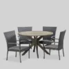 Avoca 5pc Acacia Wood And Wicker Dining Set - Gray - Christopher Knight Home