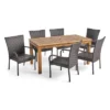 Hayes 7pc Wood & Wicker Expandable Dining Set - Natural/Brown - Christopher Knight Home -Outdoor Furniture Store GUEST e94ab1cc 4aca 4059 846a 753db0f3618d