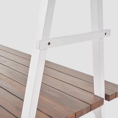 Huckleberry Rectangle Acacia Wood Patio Dining Table With Iron Plant Hanger Dark Brown/White - Christopher Knight Home 4 Huckleberry Rectangle Acacia Wood Patio Dining Table With Iron Plant Hanger Dark Brown/White - Christopher Knight Home - Image 2