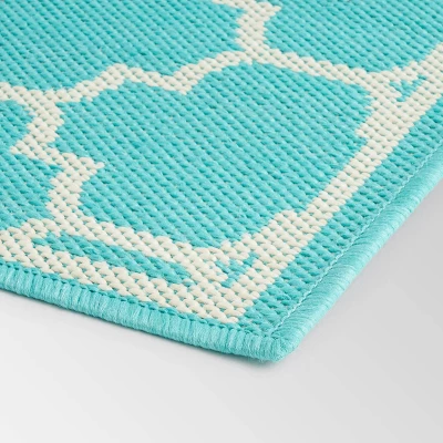 5'3" X 7' Ifran Outdoor Rug Teal/Ivory - Christopher Knight Home 5 5'3" X 7' Ifran Outdoor Rug Teal/Ivory - Christopher Knight Home - Image 3