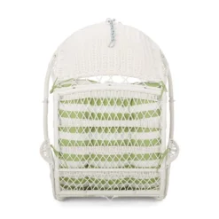 Greystone Indoor/Outdoor Hanging Chair With 8' Chain - White/Green - Christopher Knight Home -Outdoor Furniture Store GUEST ee5d91a5 ec73 4a5c 8375 f9ebce432e3f