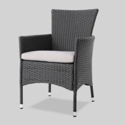 Stamford 7pc Acacia Wood And Wicker Dining Set - Gray/Silver - Christopher Knight Home -Outdoor Furniture Store GUEST f064a20f 5809 49d6 a1fa 1e2afcfc2da7